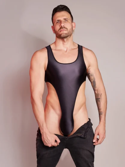 Stretchy High Cut Solid Bodysuit